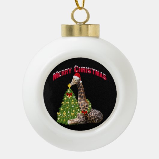 Boule En Céramique Giraffe de Noël (Devant)