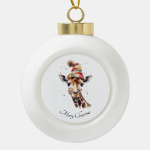 Boule En Céramique Giraffe de Noël cosy, sur mesure
