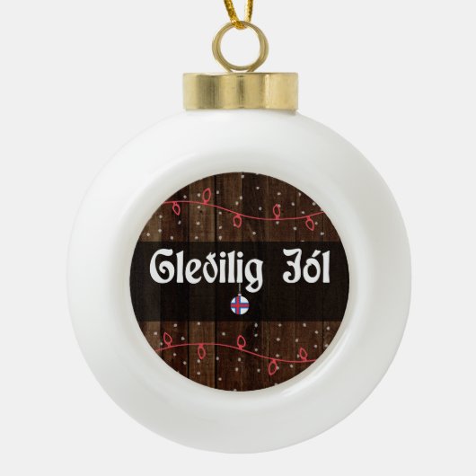 Boule En Céramique Gleðilig jól Faroese Joyeux Noël, style rustique (Devant)