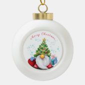 Boule En Céramique Gnome mignonne avec arbre de Noël Casquette et cad (Devant)