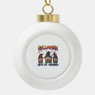 Boule En Céramique Gnomes Halloween Trois Gnomes Chapeau de Sorcière 