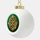Boule En Céramique Golden Celtic noeud sur vert (Droite)