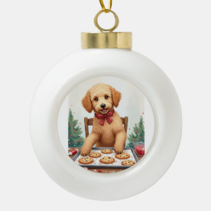 Boule En Céramique Golden Doodle Décorant des Cookies de Noël