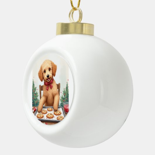 Boule En Céramique Golden Doodle Decorating Christmas Cookies (Droite)