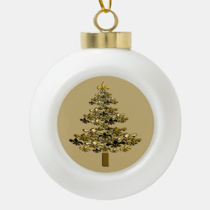Boule En Céramique Golden Fleur de Lis Christmas Tree on Champagne
