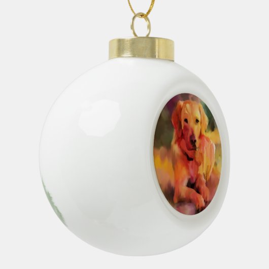 Boule En Céramique Golden Retriever Chien Aquarelle Art (Gauche)