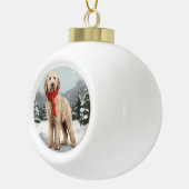 Boule En Céramique Goldendoodle Chien dans Noël de neige (Droite)