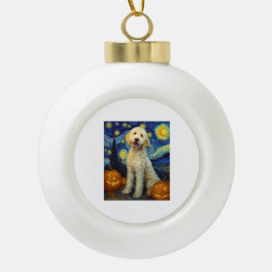 Boule En Céramique Goldendoodle Chien Mignon Halloween Jack O Lantern