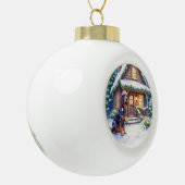 Boule En Céramique Gordon Setter Snowy Lodge Santa Hat Christmas Art (Gauche)