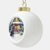 Boule En Céramique Gordon Setter Snowy Lodge Santa Hat Christmas Art (Droite)