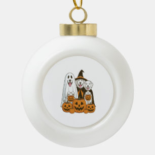 Boule En Céramique Grande Pyrenees Chien Fantôme Sorcière Halloween C
