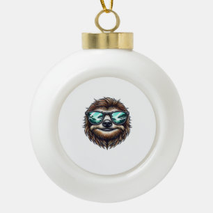 Boule En Céramique Graphisme de paresseux drôle avec des lunettes de