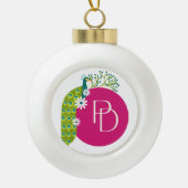 Boule En Céramique #GreenPeacockSnowflakeFramedOrnament (Devant)