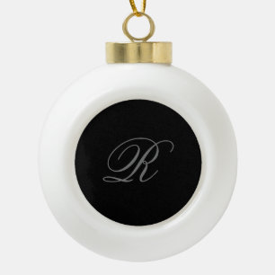 Boule En Céramique Gris noir minimaliste Ajouter Monogramme initial