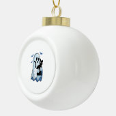 Boule En Céramique Halloween bleu Denim Ghost et chat (Droite)