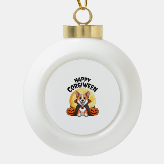 Boule En Céramique Halloween Corgiween, Chien de Corgi Éffrayant (Devant)