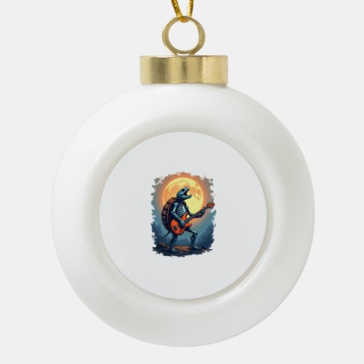 Boule En Céramique Halloween Turtle Skeleton Rocker Tee pour Music Lo (Devant)