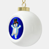 Boule En Céramique Happy Dancing Snowman sur Blue (Droite)