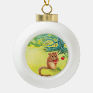 Boule En Céramique Hazel Dormouse Manger Wild Strawberry Orament