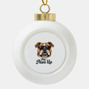 Boule En Céramique Hé Paws Up Bulldog Vintage avec Lunettes de Soleil