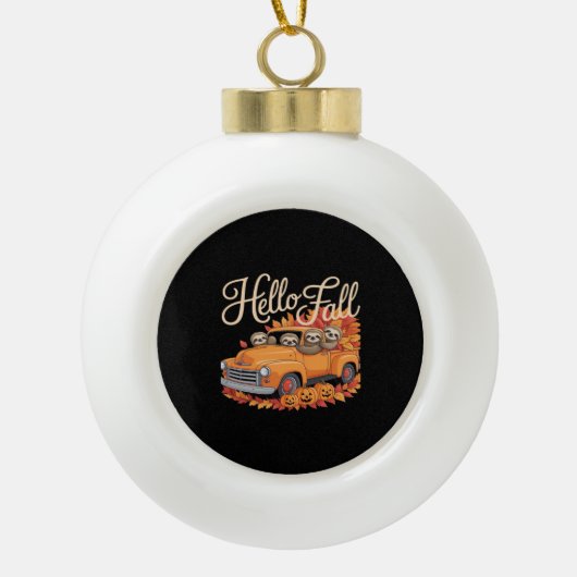Boule En Céramique Hello Fall Funny Sloth Halloween pumkin Classic T- (Devant)