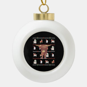 Boule En Céramique Highland Cow Ugly Christmas