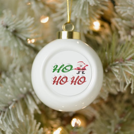 Boule En Céramique Ho Ho Ho Santa Claus rouge vert script (Arbre)