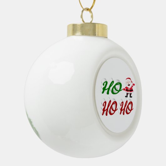 Boule En Céramique Ho Ho Ho Santa Claus rouge vert script (Gauche)