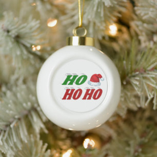 Boule En Céramique Ho Ho Ho Santa Hat Noël rouge vert typographie