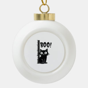 Boule En Céramique Hou! Chat drôle et effrayant d'Halloween qui se ca