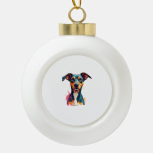 Boule En Céramique Illustration d'art pop de portrait de chien coloré