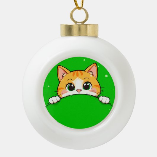 Boule En Céramique Illustration de chat mignon (Devant)