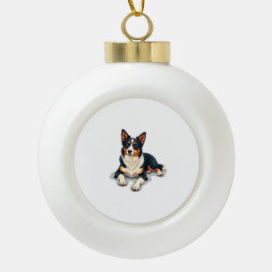 Boule En Céramique Illustration de chien vintage tricolore Border Col