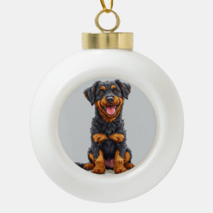 Boule En Céramique Illustration joyeuse d'un chien noir et feu