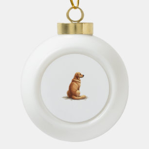 Boule En Céramique Illustration Rétro de Golden Retriever Vue Arrière