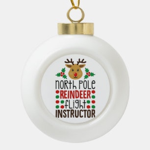 Boule En Céramique Instructeur de vol de rennes du pôle Nord Noël