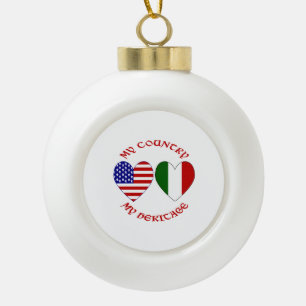 Boule En Céramique Italie Drapeau USA Cœurs Patrimoine Pays