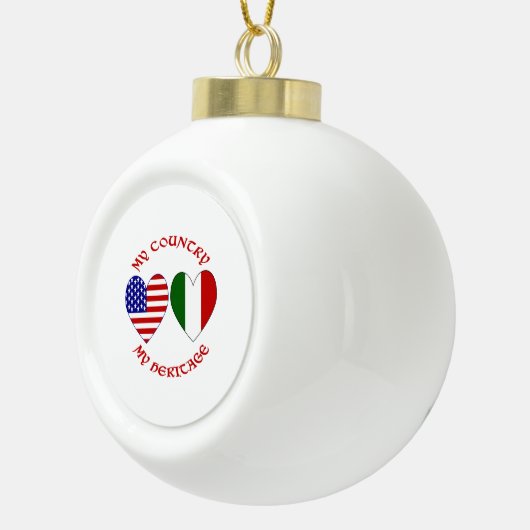 Boule En Céramique Italie USA Drapeau Coeurs Pays Patrimoine (Droite)