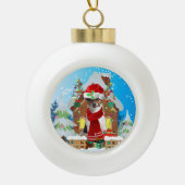 Boule En Céramique Jack Russell chien avec cadeaux de Noël (Devant)