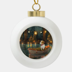 Boule En Céramique Jack Russell Christmas Festive Voyage