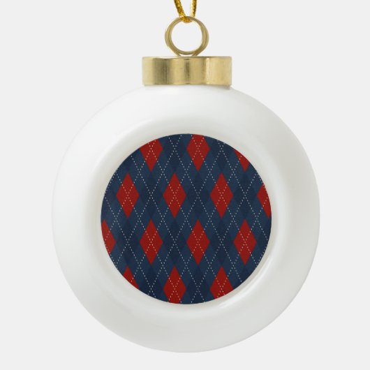 Boule En Céramique Jacquard Royal Bleu Motif de Noël (Devant)