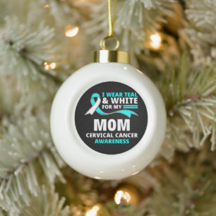 Boule En Céramique Je Porte Le Sarcelle Et Blanc Ma Mère Cancer Du Co