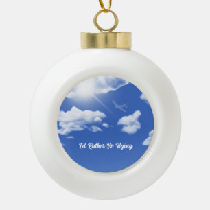 Boule En Céramique "Je préférerais voler" Avion Tour de Noël