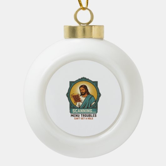 Boule En Céramique Jésus Code QR flou ne scannera pas Menu Humour Tec (Devant)