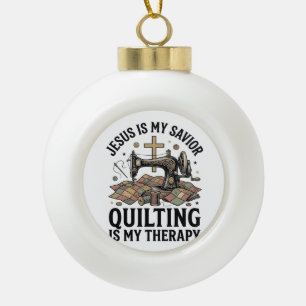 Boule En Céramique Jésus est mon Sauveur le Quiltage est ma Thérapie