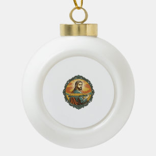 Boule En Céramique Jésus gêné trébuchant sur une surface plane humour