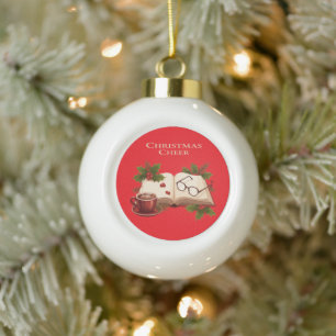 Boule En Céramique Joie de Noël Vintage pour l'amant des livres de Fê