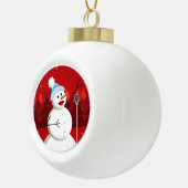 Boule En Céramique Joli Chant Snowman Noël Rouge (Droite)