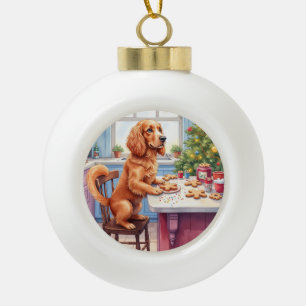 Boule En Céramique Joli Cocker Spaniel Biscuit au Gingembre Noël Cuis