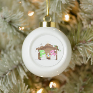 Boule En Céramique Joli crèche de Noël bonhomme de neige